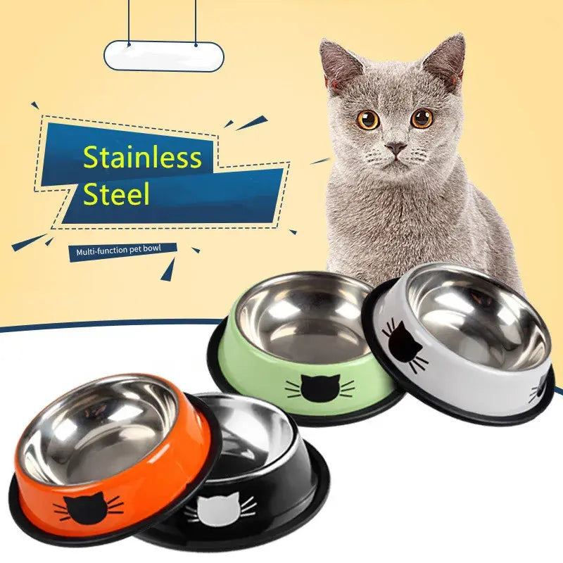 Cat Food Bowl Stainless Steel | Kitten Cat Feeder | Water Bowl With Non-Slip Rubber WagZeal